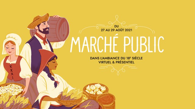 Marché public dans l'ambiance du 18e siècle